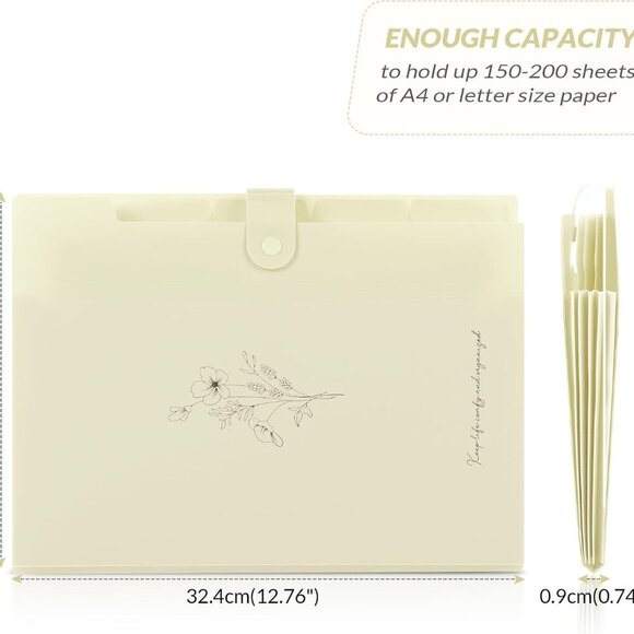 Expanding File Organizer with 5 Pockets, Accordion File Folders with Labels, Por - Picture 5 of 7